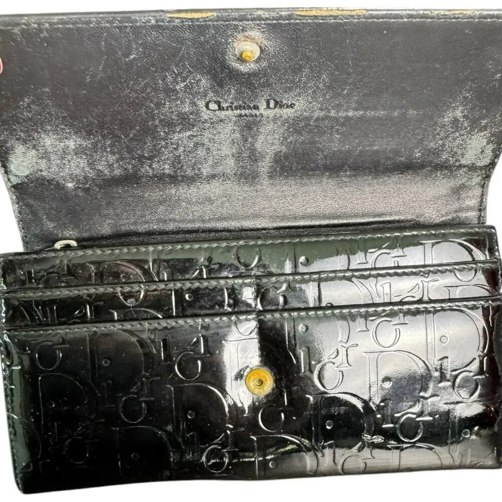 Dior Patent Leather‎ Continental Signature Long Wallet